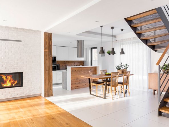 White & Brown KItchen and lounge - Mainline