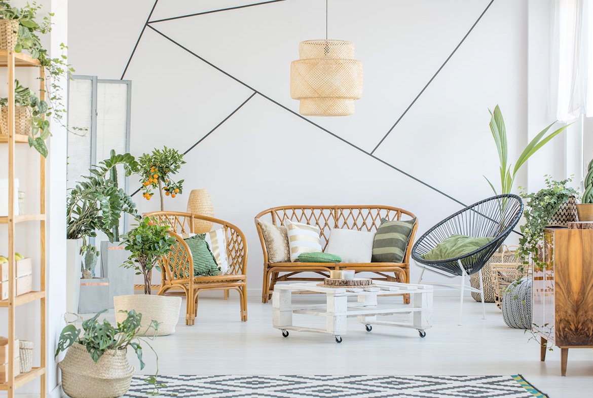 White & Orange Living Room Interior - Mainline