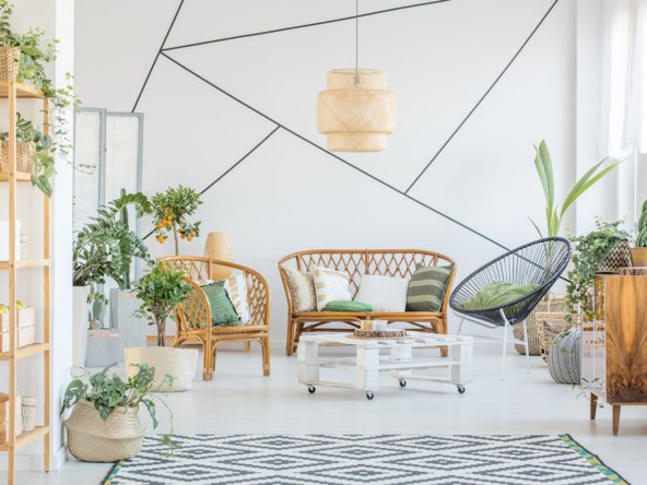 White & Orange Living Room Interior - Mainline