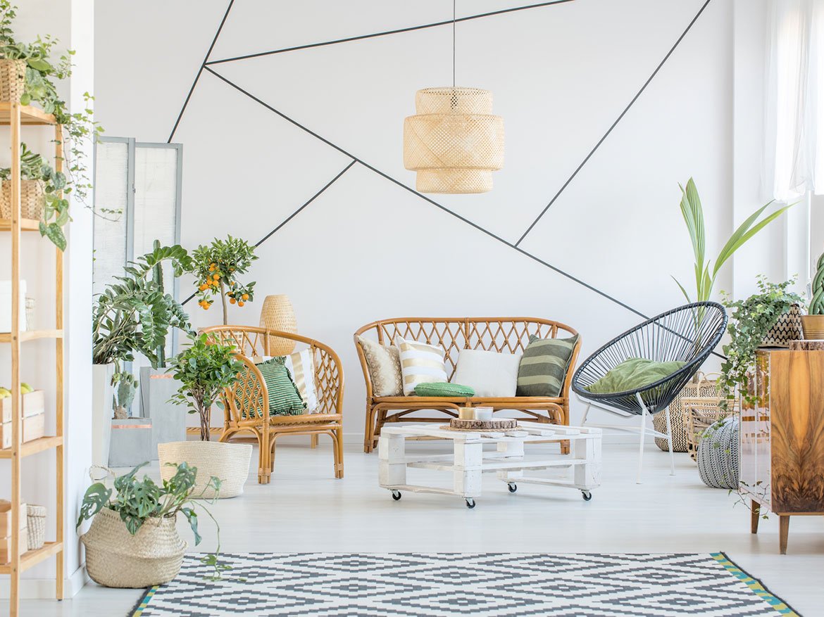White & Orange Living Room Interior - Mainline