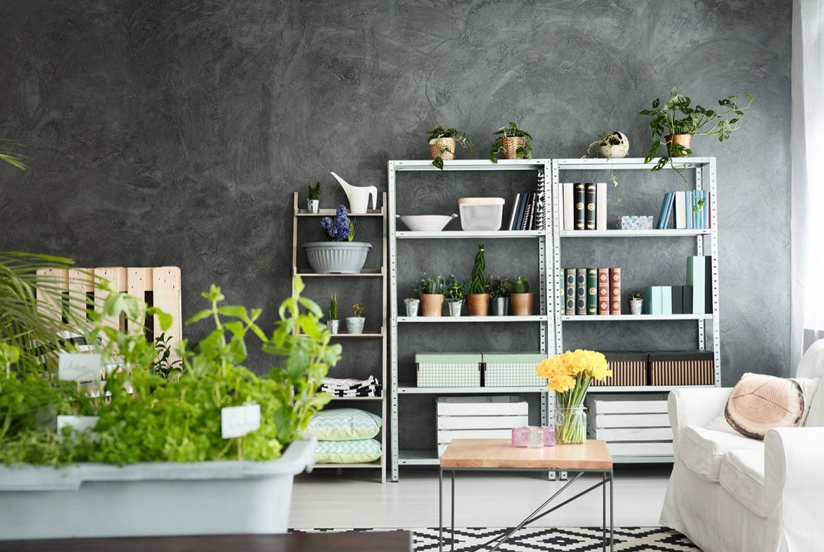 White Living Room with Bookshelf - Mainline KW
