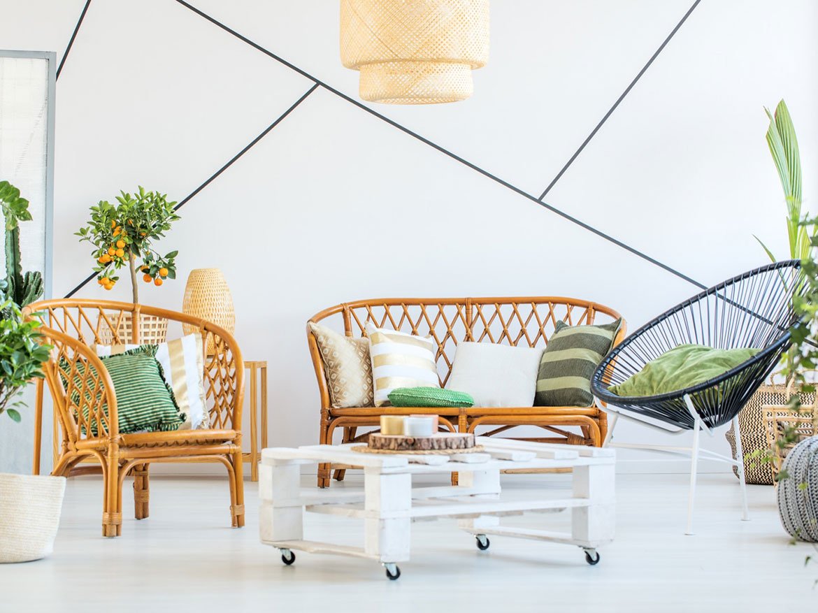 White & Orange Living Room Interior - Mainline
